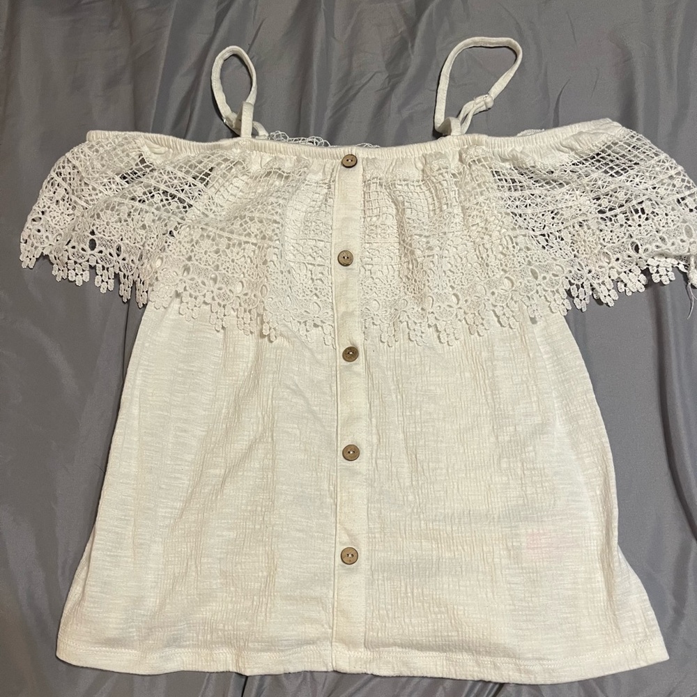 white, off the shoulder top